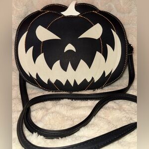 Sleepyville Critters Glow in the Dark Vinyl Pumpkin Jack o’Lantern Crossbody Bag